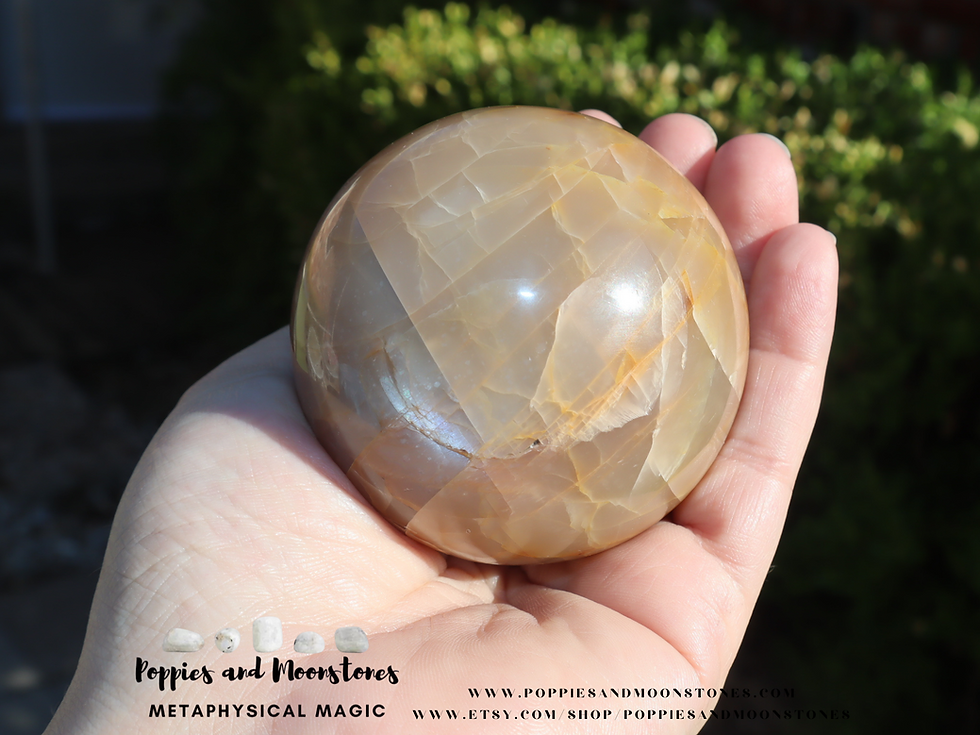 Thumbnail: Supercharged Peach Moonstone Crystal Sphere and Stand for Healing and Expansion 