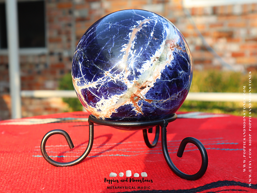 Supercharged Giant Sodalite Sphere and Stand for Spiritual Connection Reiki 4 lb