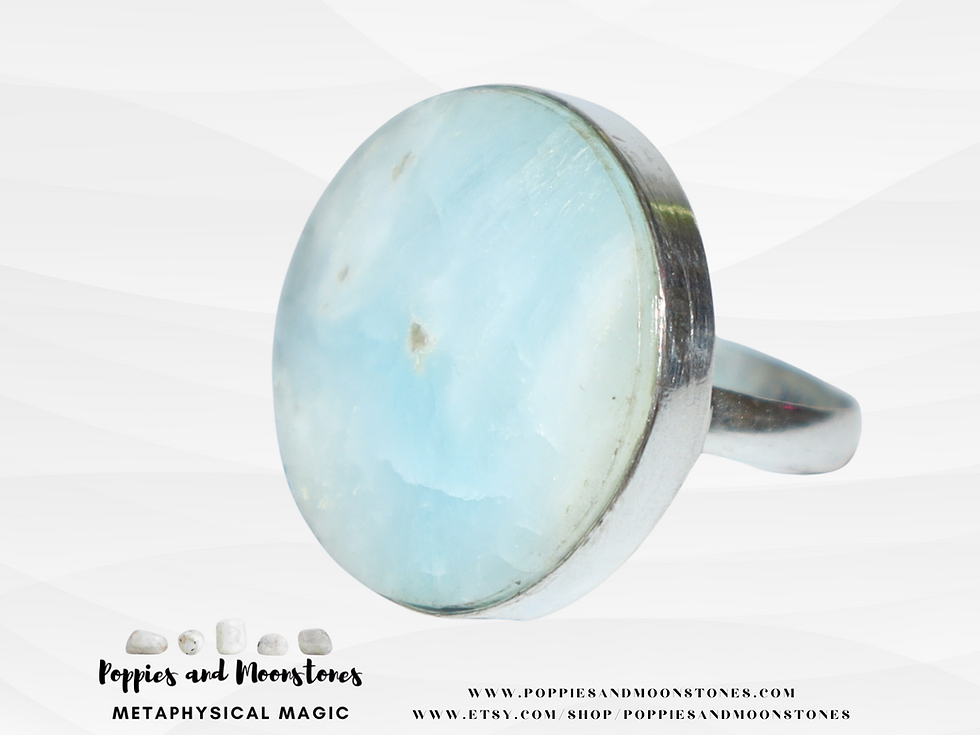 Thumbnail: Owyhee Blue Opal Crystal Sterling Silver Ring Size 9- Reiki Infused