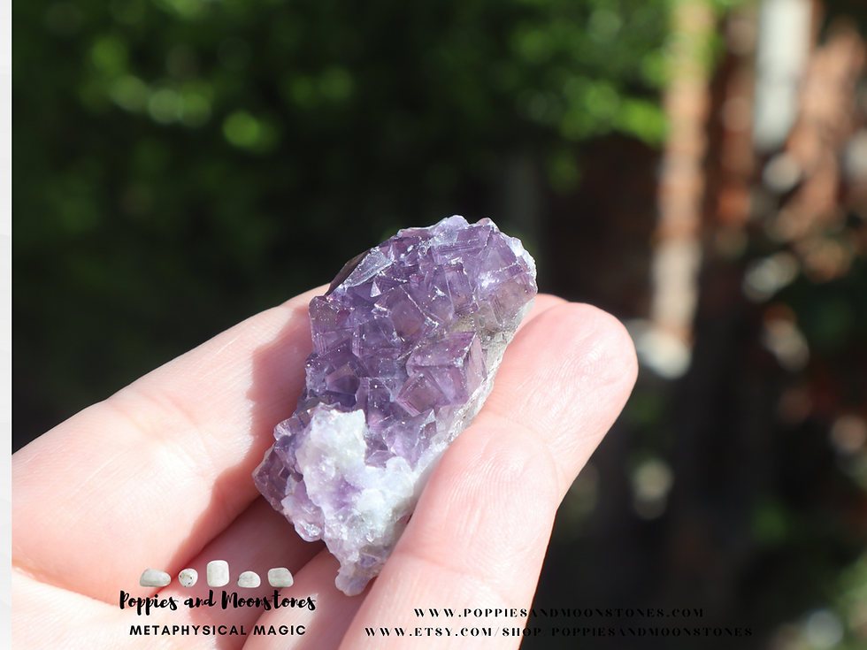 Thumbnail: Supercharged Rare Cubic Violet Purple Fluorite Crystal Specimen- Reiki Infused