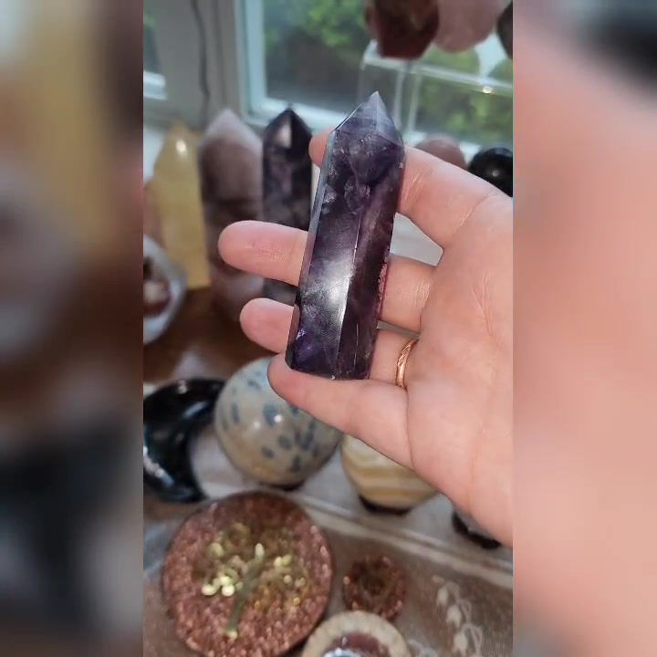 Thumbnail: Supercharged Rainbow Fluorite Crystal Large Tower Obelisk Energy Generator 
