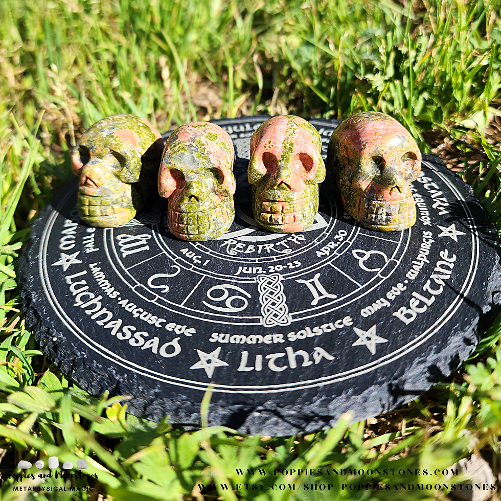 Thumbnail: Supercharged Unakite Crystal Hand-Carved SkullvInfused with Reiki Energy