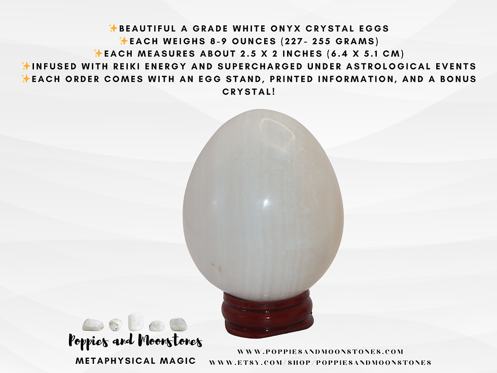 Thumbnail: White Onyx Carved Crystal Egg and Stand- Reiki Infused Supercharged for Peace