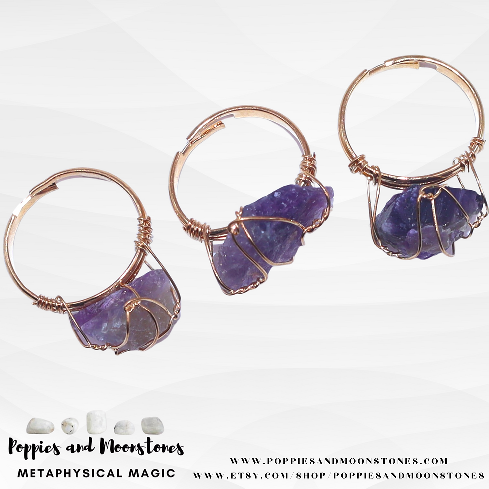 Thumbnail: Supercharged Raw Amethyst Wire-Wrapped Adjustable Ring