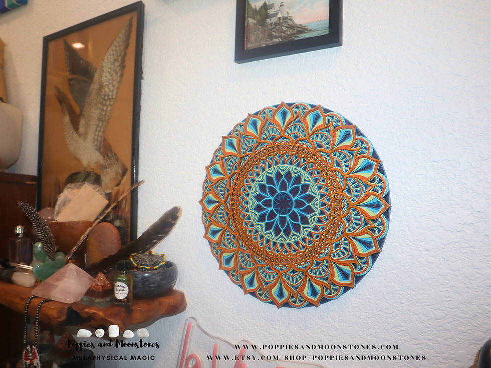 Thumbnail: Mandala Sacred Geometry Large Wooden Wall Hanging Reiki Infused- Handpainted