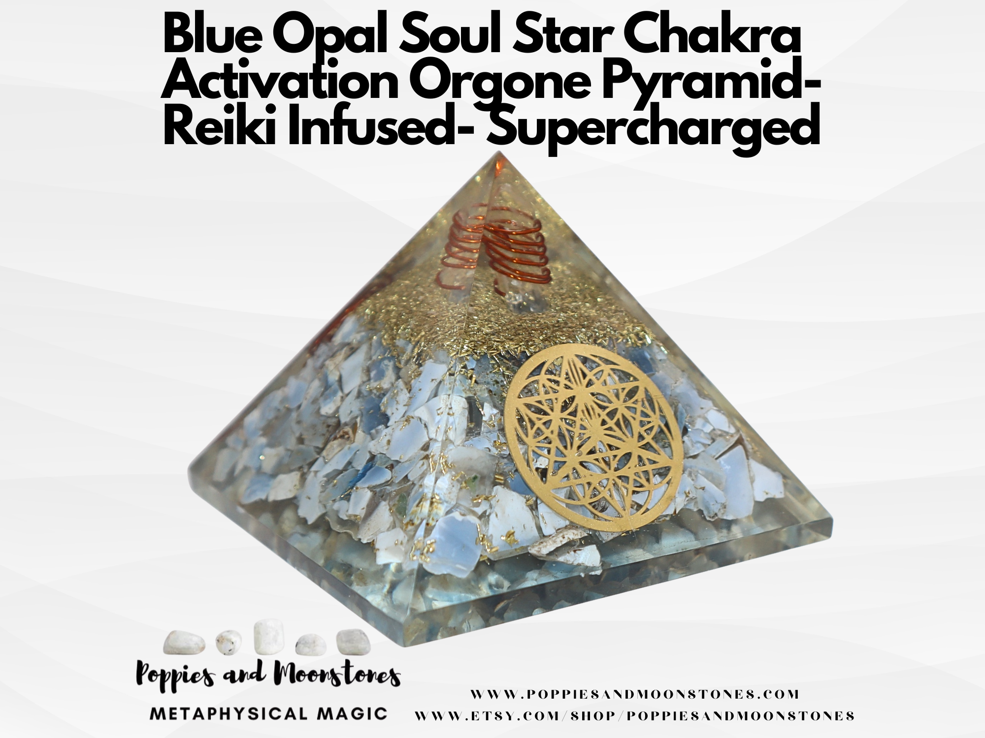 Blue Opal Soul Star Chakra Activation Orgone Pyramid Energy Generator- Reiki