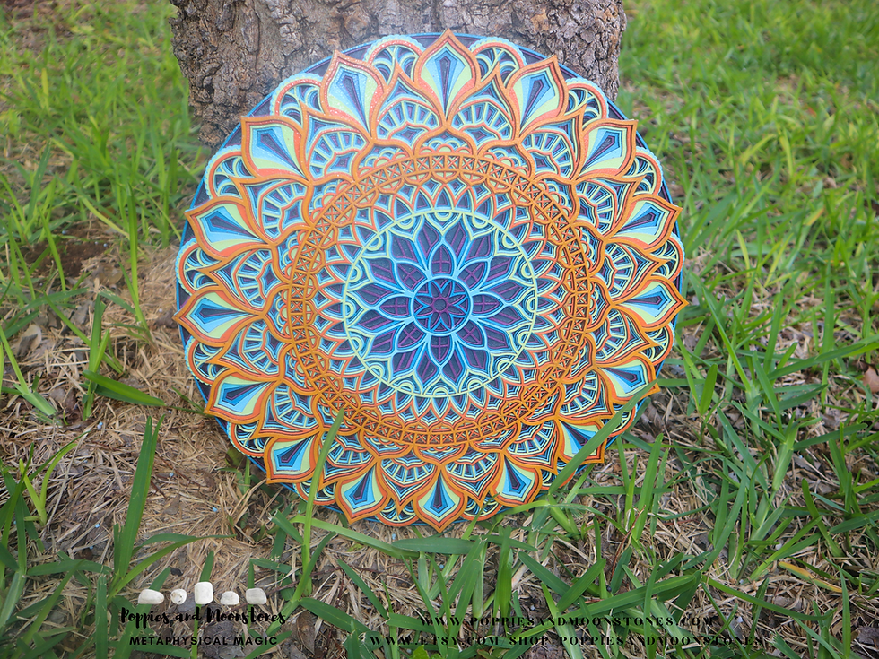 Thumbnail: Mandala Sacred Geometry Large Wooden Wall Hanging Reiki Infused- Handpainted