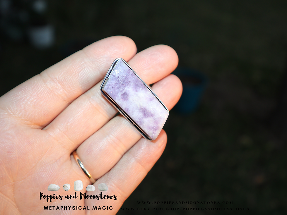 Thumbnail: Lepidolite Crystal Sterling Silver Ring Size 6.5 Reiki Infused- Supercharged