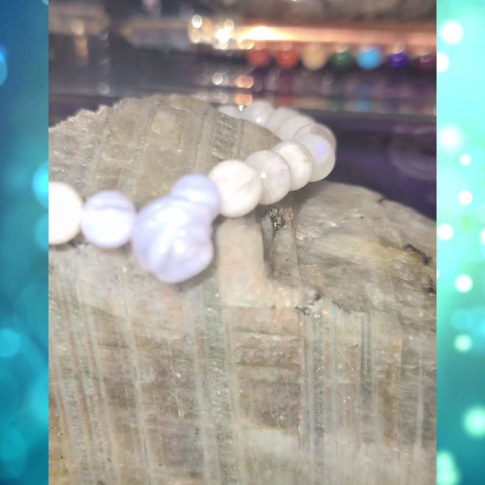 Thumbnail: Supercharged Moonstone Crystal Bracelet with 
Blue Lace Agate Crystal Rose