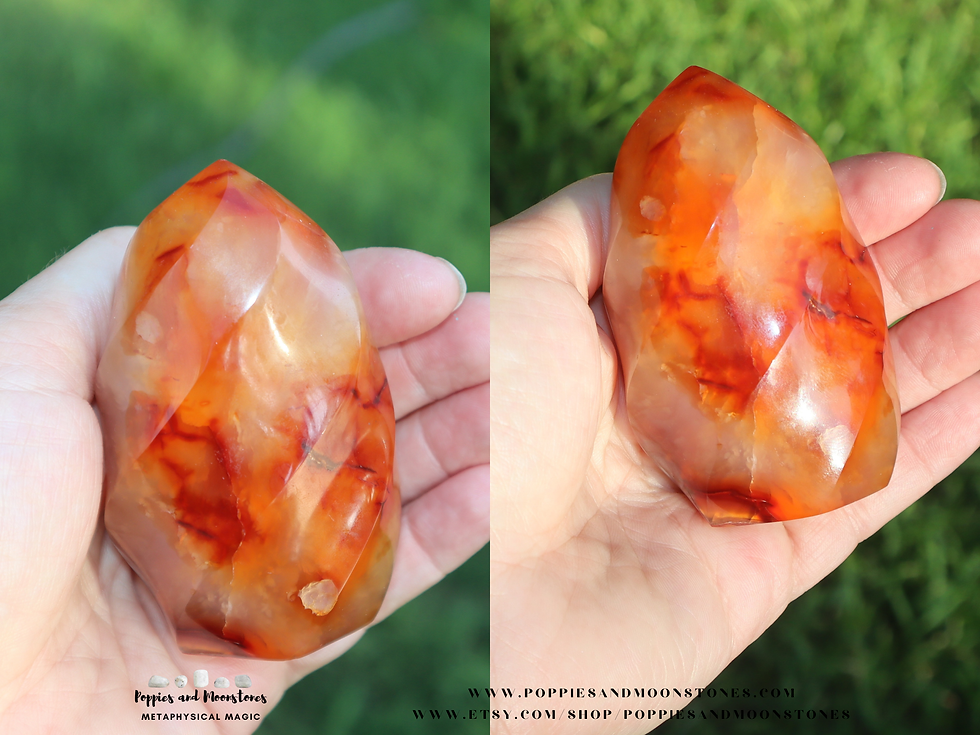 Thumbnail: Carnelian Crystal Large Carved Flame Freeform Energy Generator Supercharge Reiki