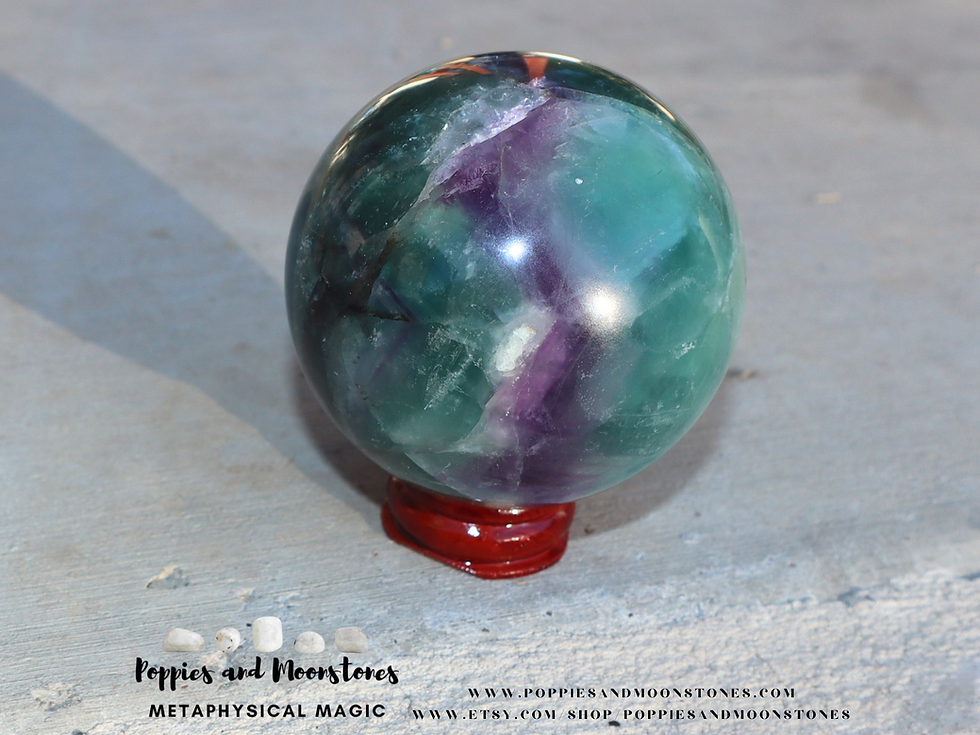 Thumbnail: Large Gemmy Rainbow Fluorite Crystal Sphere with Rainbows- Reiki Infused