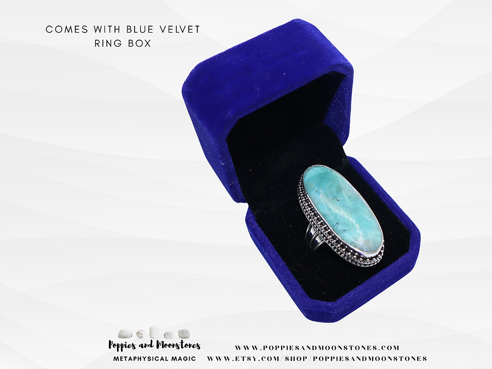 Thumbnail: Larimar Large Crystal Sterling Silver Ring Size 9.5- Reiki Infused- Supercharged