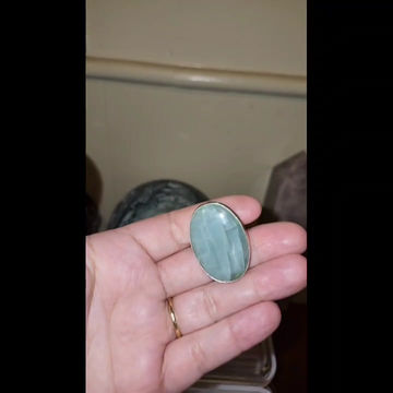 Thumbnail: Large Aquamarine Crystal Sterling Silver Ring Size 7- Reiki Infused