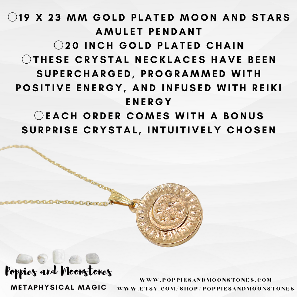 Thumbnail: Supercharged Moon and Stars Amulet Gold Plated Necklace