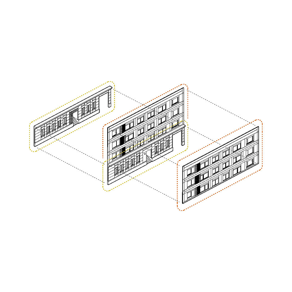 Facade concept - exploded axonometric diagram