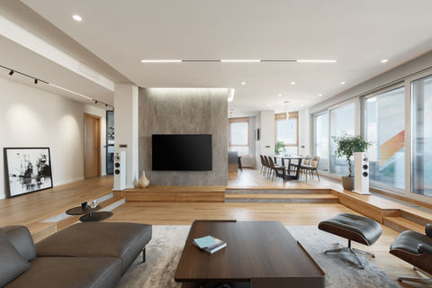 Penthouse interior design in AFI Skyline Tower Belgrade with custom living space by MART Architecture