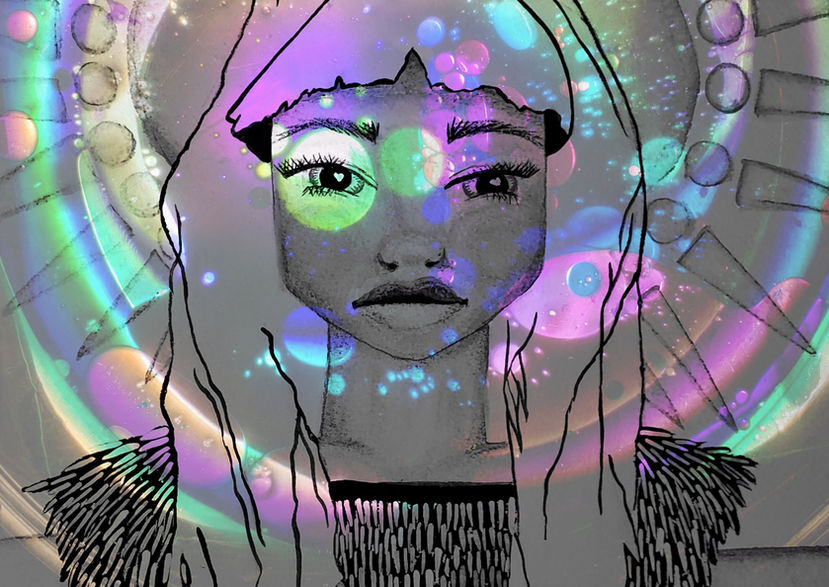 Pop Surrealism, Portrait, Painting, Gouache, Watercolor, Original Art, Artist, Homes Décor, Boho, Eclectic, Psychedelic, Colorful, Interior Design, Sonia Lazo, Blind The Sun, Ambivalently Yours, Taynee Tinsley, Bronwyn Lorelei, Pop Art, Bright, Colorful, Rainbow, Queer Artist, LGBTQIA+, Digital, Double Exposure, Photography, Trippy Art,