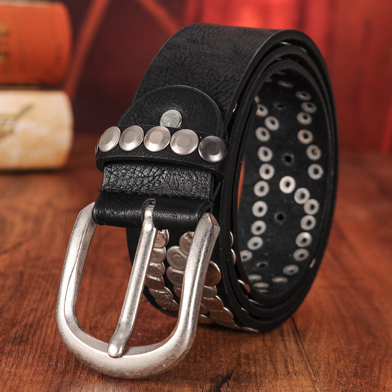 Women Belt Punk Pin Buckle Vintage Rivets Lady'S Leather view 4