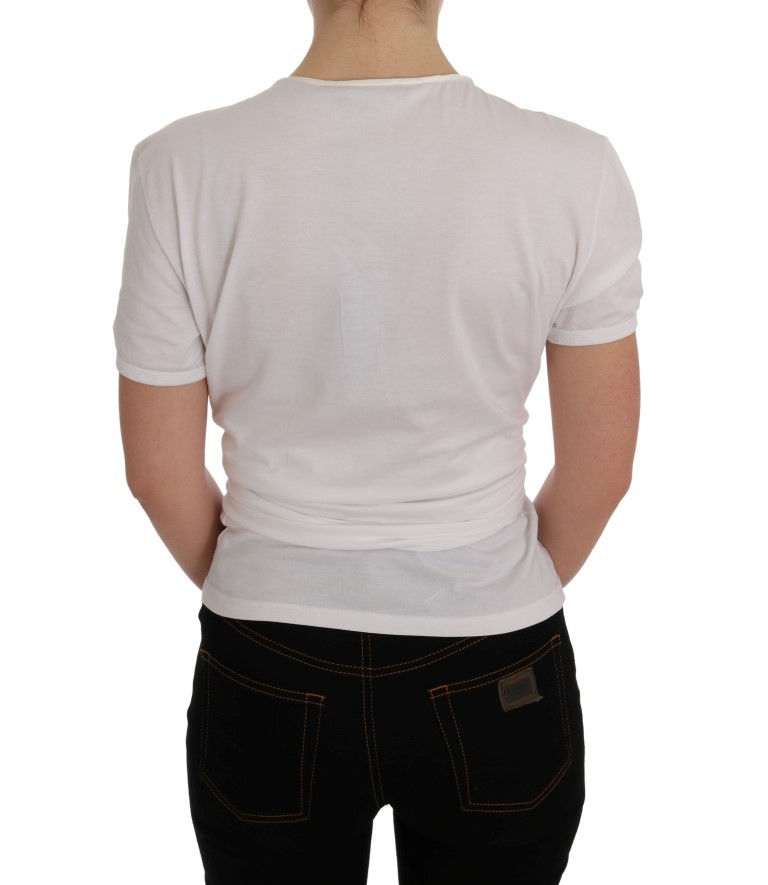 Thumbnail: Elegant White Wrap Blouse with Crystal Accents