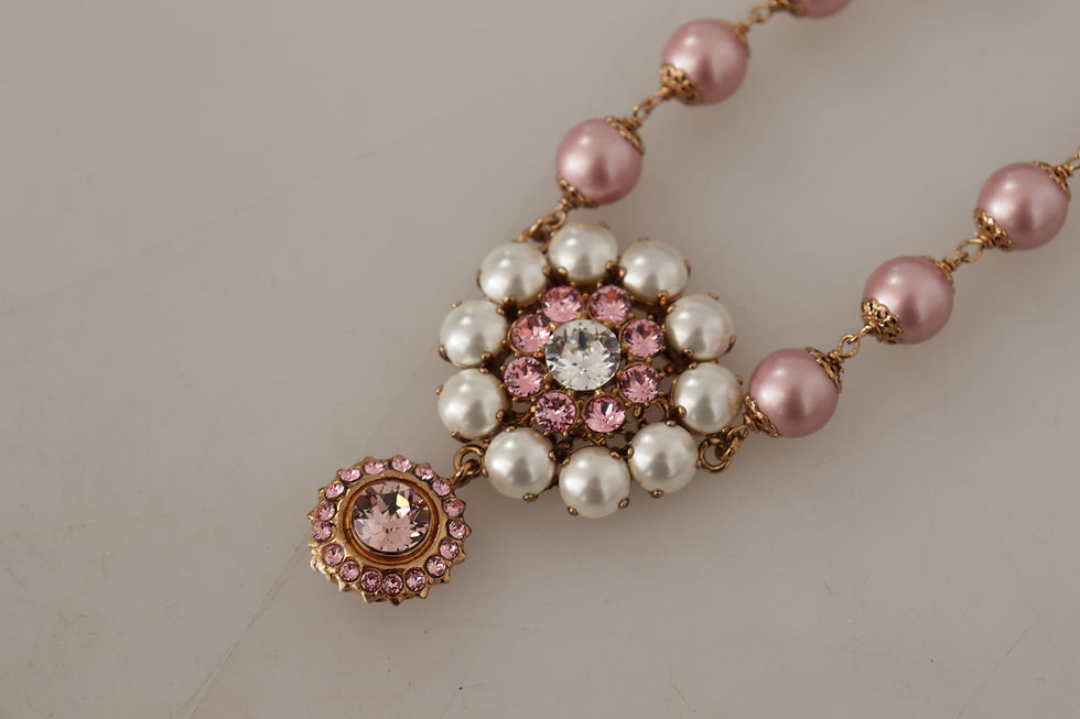 Thumbnail: Elegant Gold Crystal Floral Statement Necklace