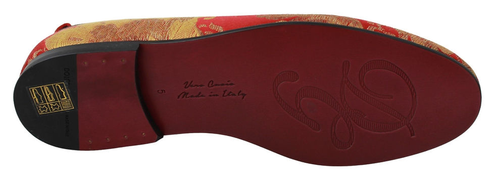 Thumbnail: Rose Gold Brocade Loafers Slide Flats