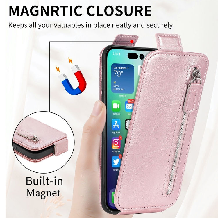 Thumbnail: Zipper Wallet Vertical Flip Leather Phone Case