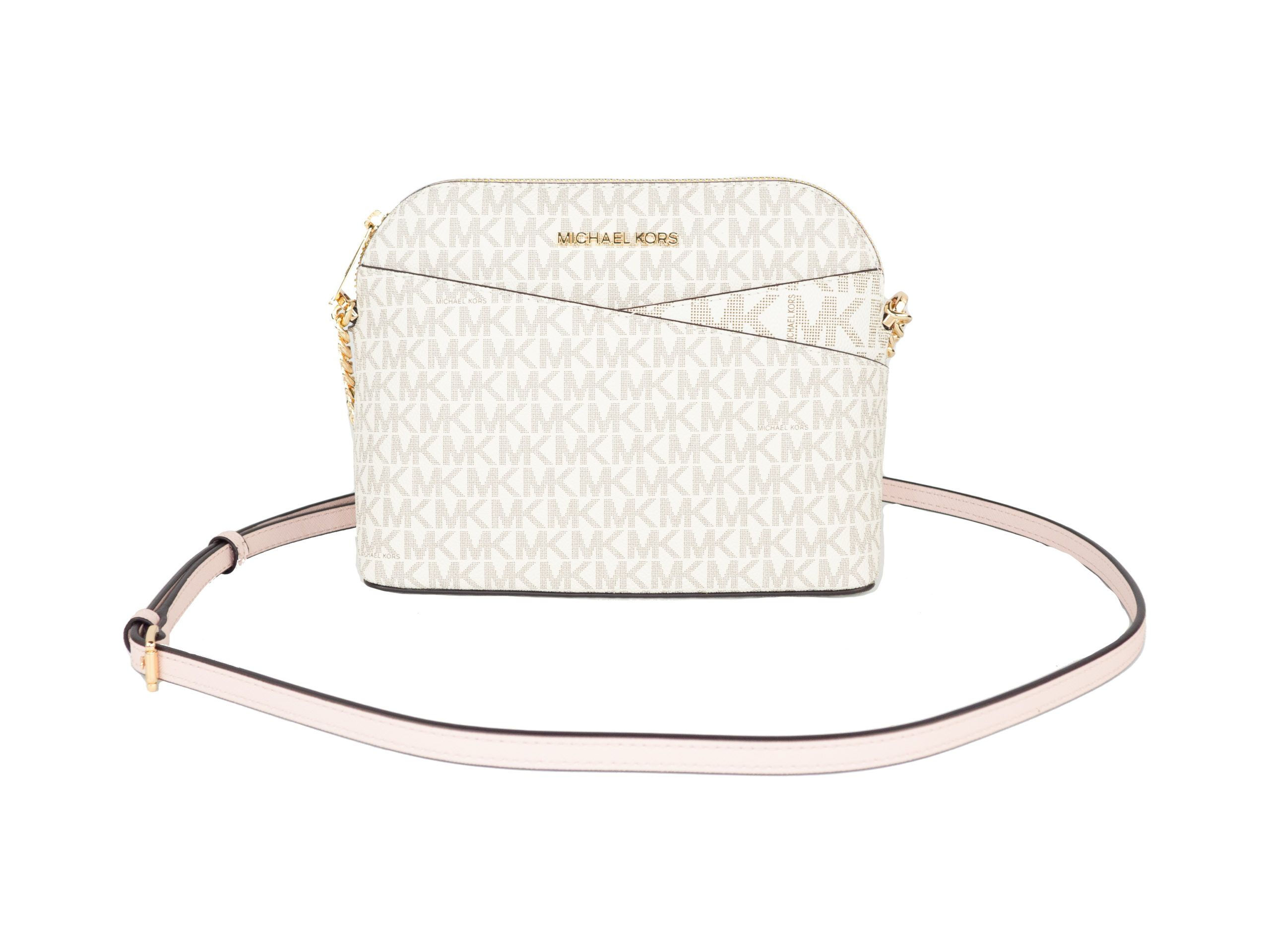 Jet Set Travel Medium Leather X Cross Dome Crossbody Handbag (Vanilla