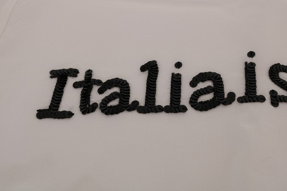 Thumbnail: Silk Sequined 'Italia Is Love' White Blouse