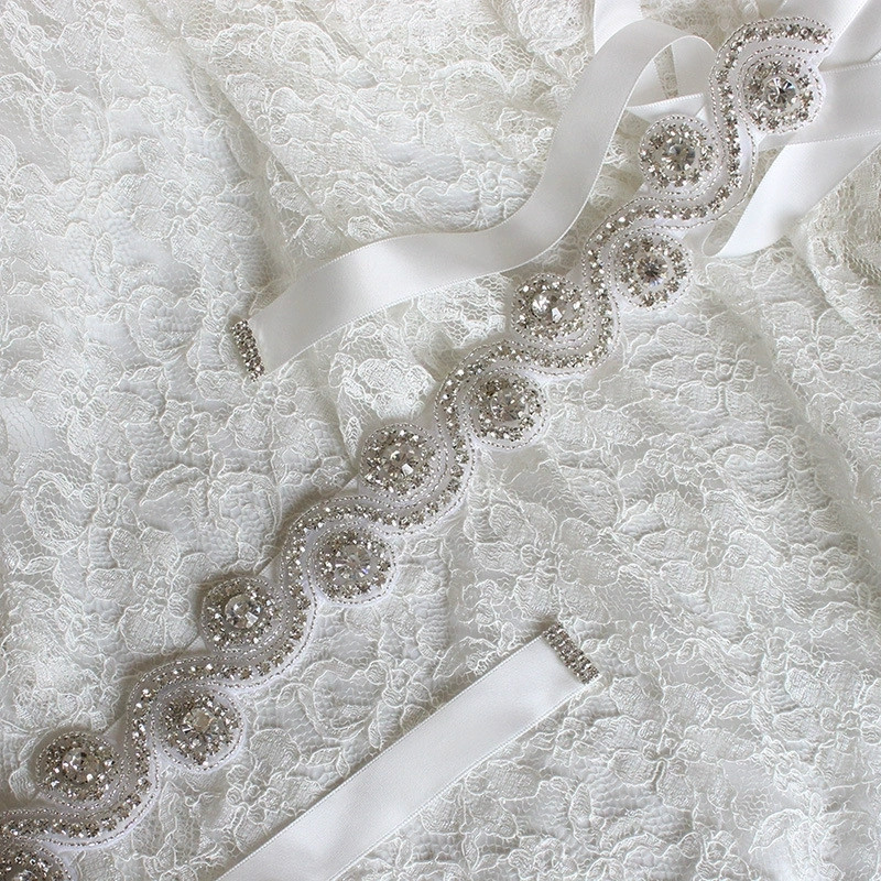 Elegant Wedding Belts For Women Accessories Bride Ribbon Rhinestone Dresses Belt view 4