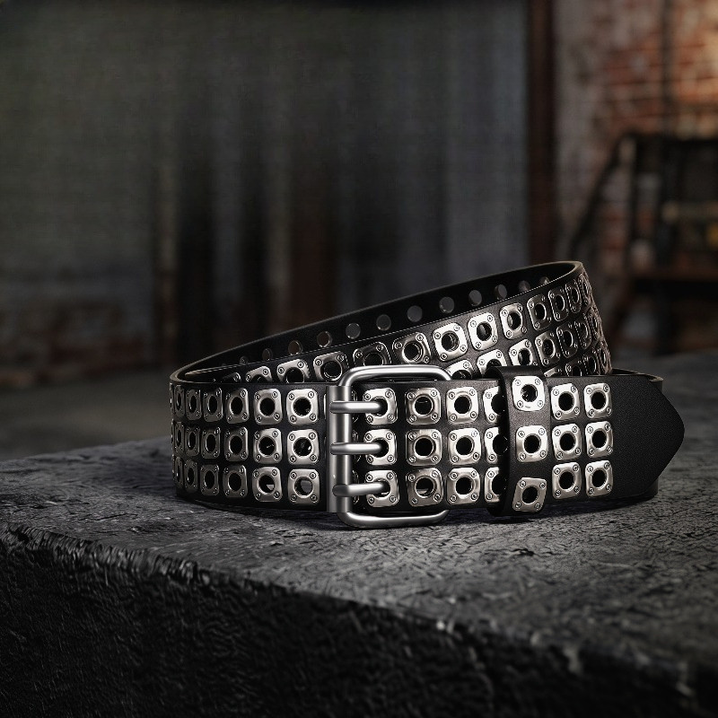 Women Belt Square Beads, Willow Nails, Three Exhaust Eyes, Punk Street view 4