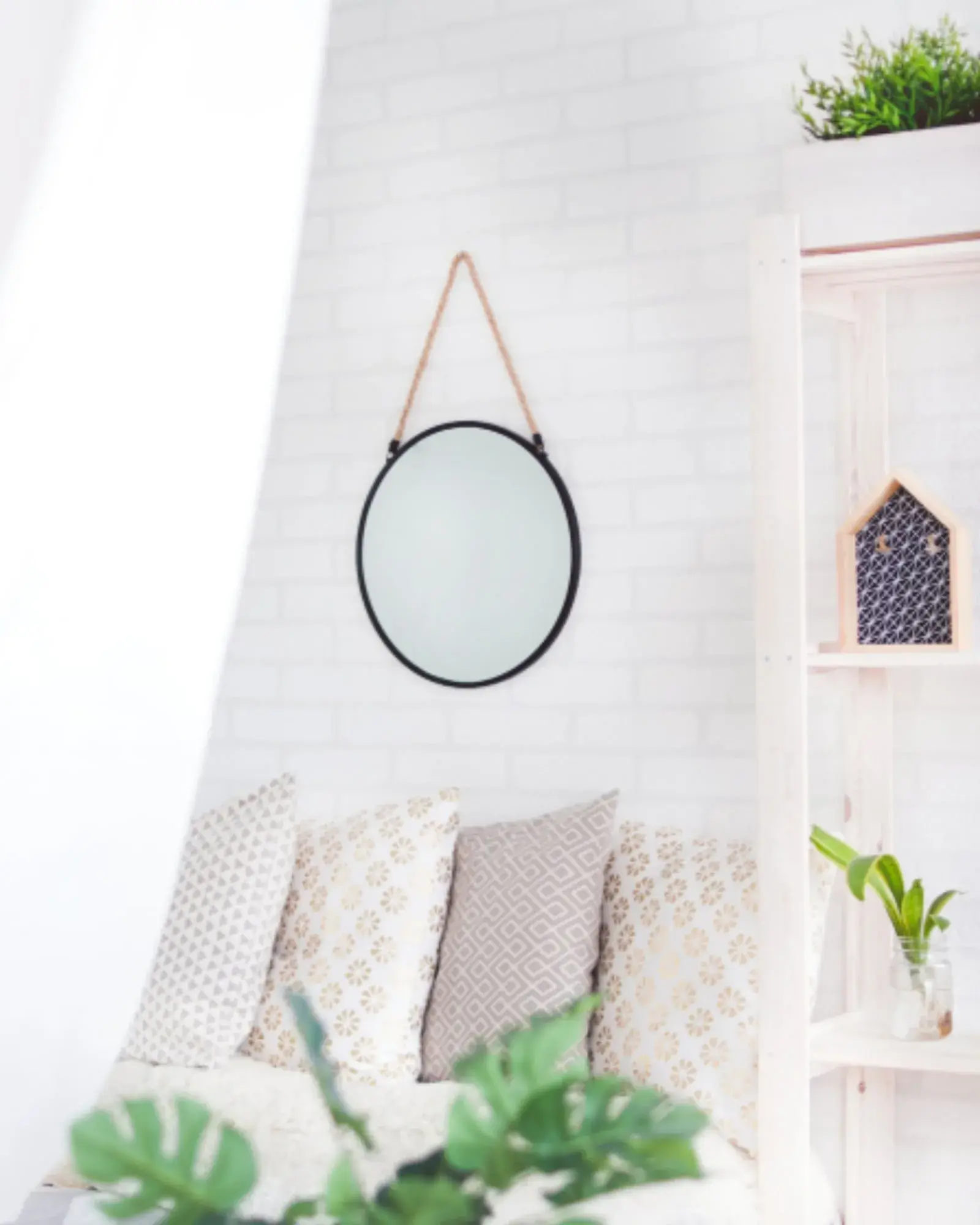 Arched brass mirror