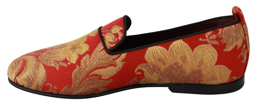 Thumbnail: Rose Gold Brocade Loafers Slide Flats