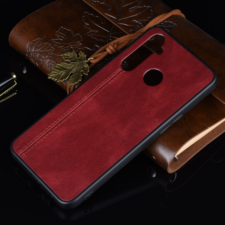 Thumbnail: For Oppo Realme 5 Shockproof Sewing Cow Pattern Skin PC + PU + TPU Case