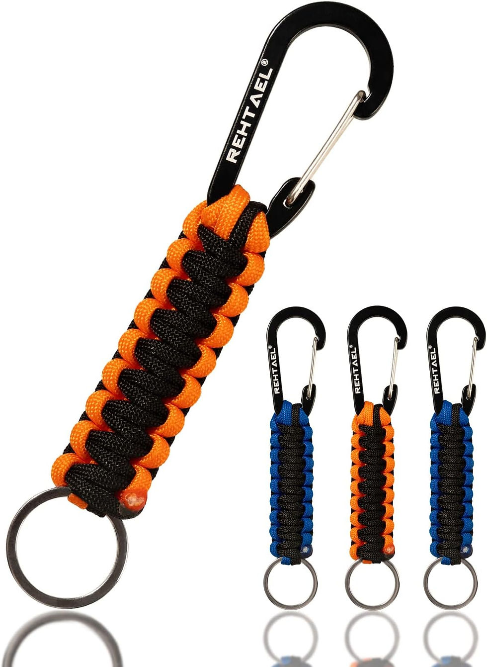 Thumbnail: Paracord Keychain with Carabiner- Military Braided Paracord Carabiner Keychain 