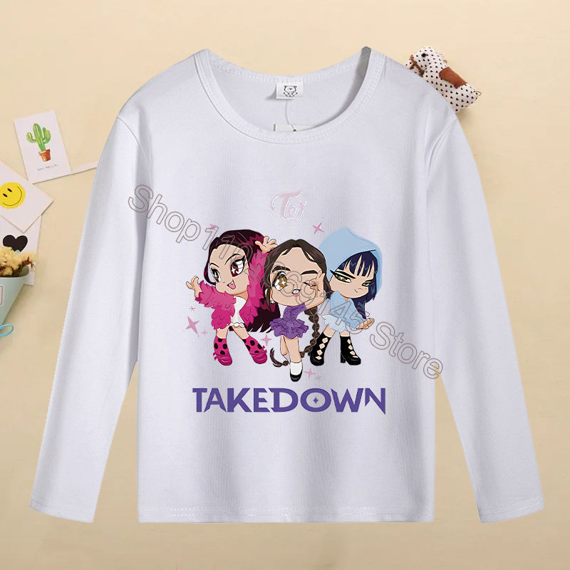 Thumbnail: K Pop Demon Hunters Kids Long Sleeve T-shirt Kawaii Cartoon Printed Tops Boys Gi