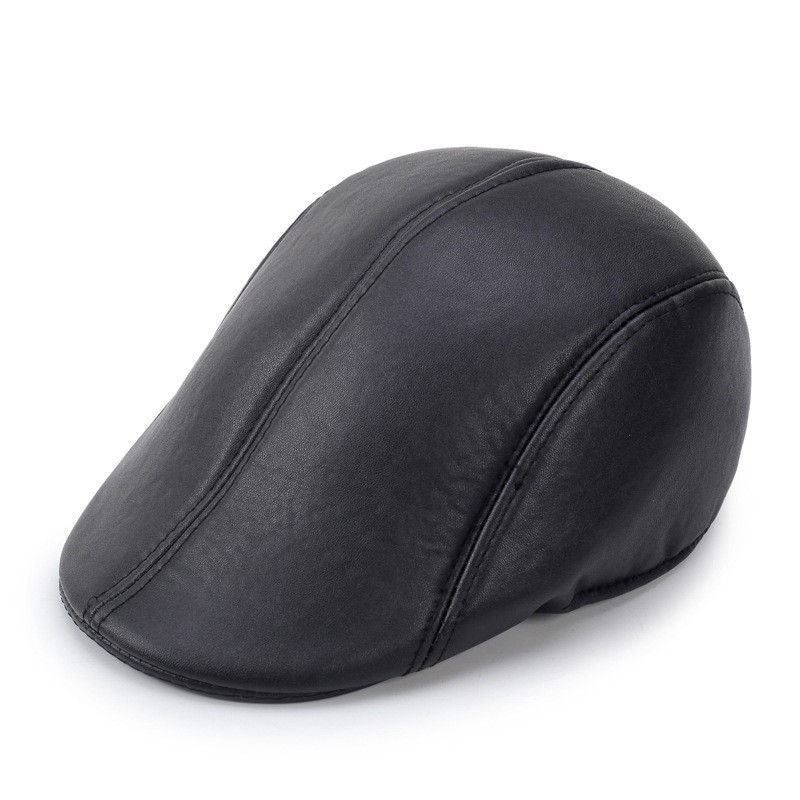 Beret Hats for Men, Of Leather Fedora Middle-Aged And Elderly