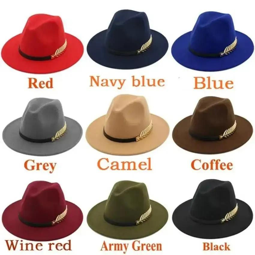 Simple Formal Occasion Couples Woolen Hats Large Brimmed Jazz Autum