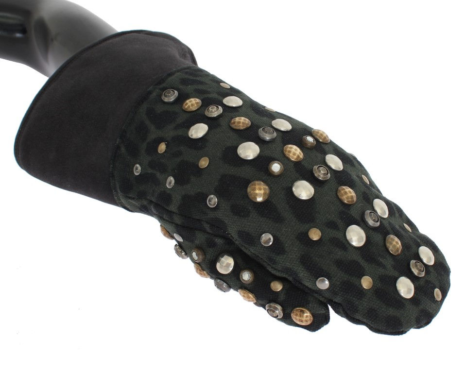Thumbnail: Elegant Studded Gray Wool Shearling Gloves