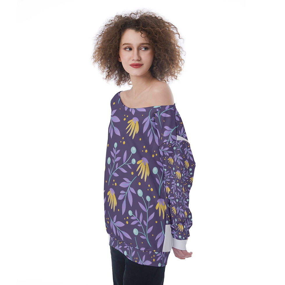 Thumbnail: All-Over Print Oversized Women's Off-Shoulder Sweatshirt