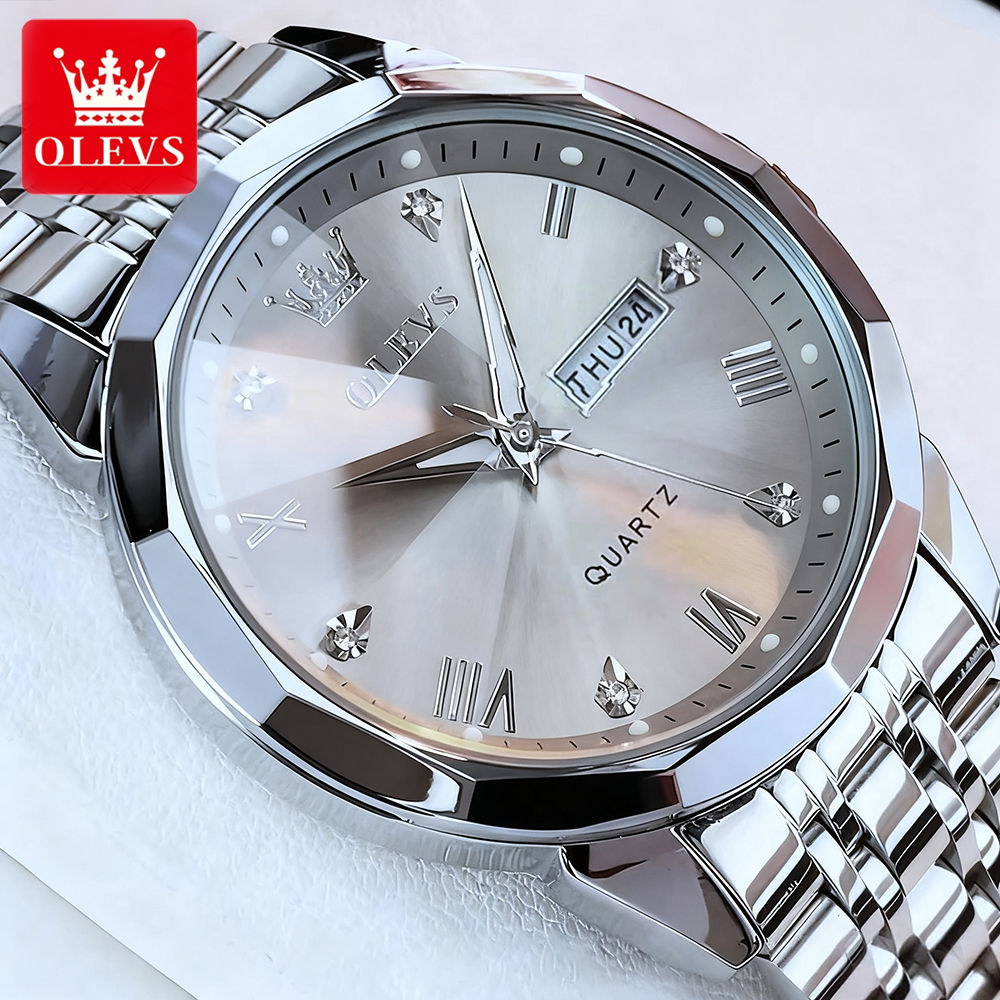 OLEVS Men Watches Smart Casual Stainless Steel Quartz Wristwa