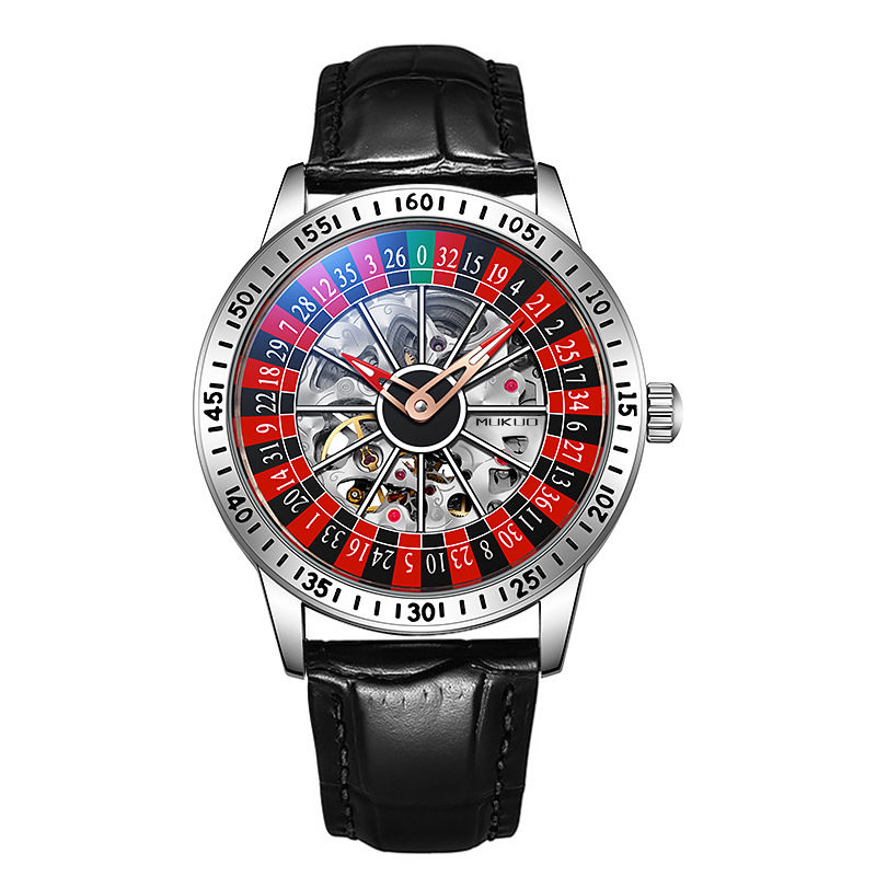 Thumbnail: Authentic Export Wooden Wide Gamble Plate Men's Fully Automatic Mechanical Watch