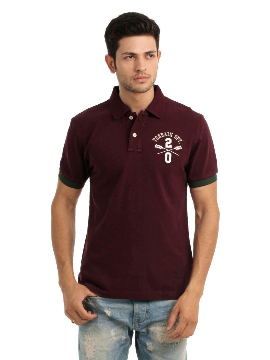 Indian Terrain Men Maroon T-shirt