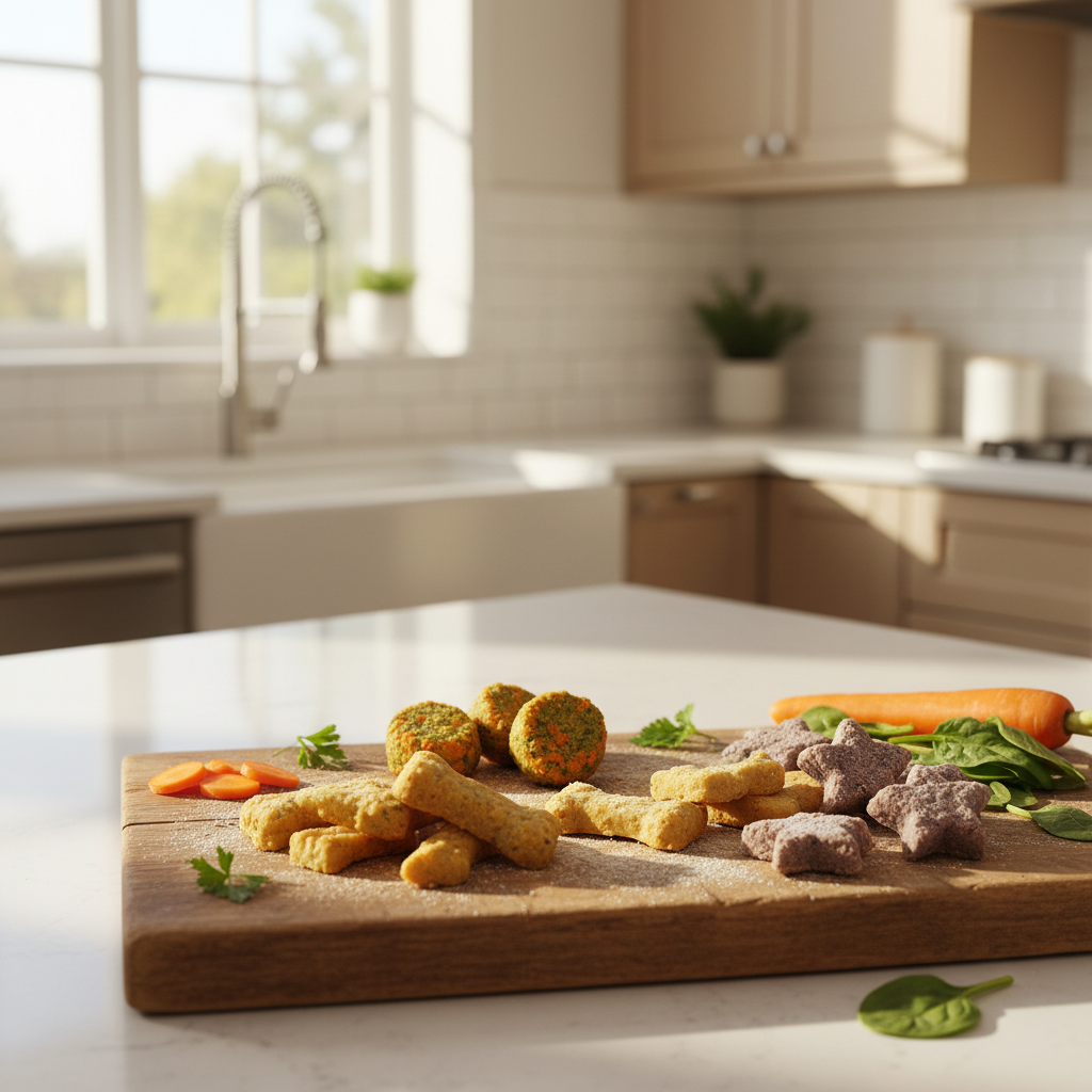 A sun drenched kitchen counter bathed in soft natural light filtering through a nearby window In the
