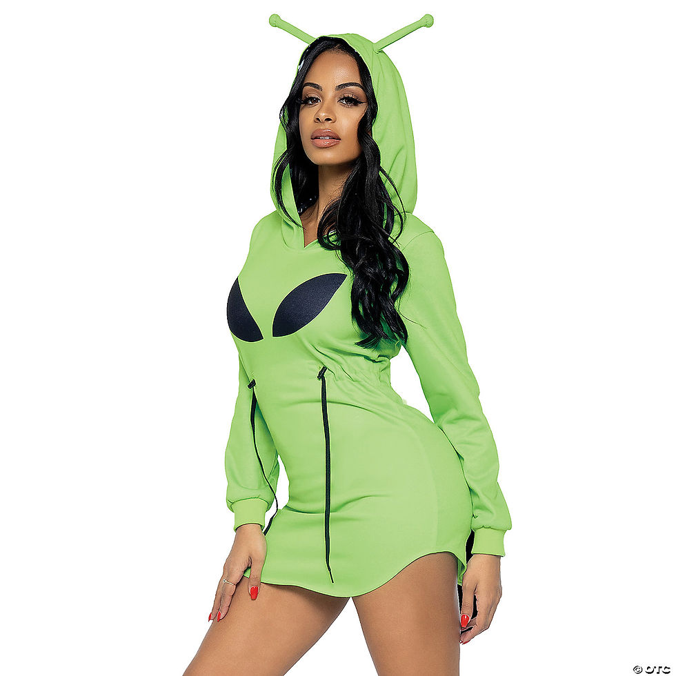 Thumbnail: Secondary image for Adult Green Alien Hoodie Costume Dress Leg Avenue Sci-Fi Halloween