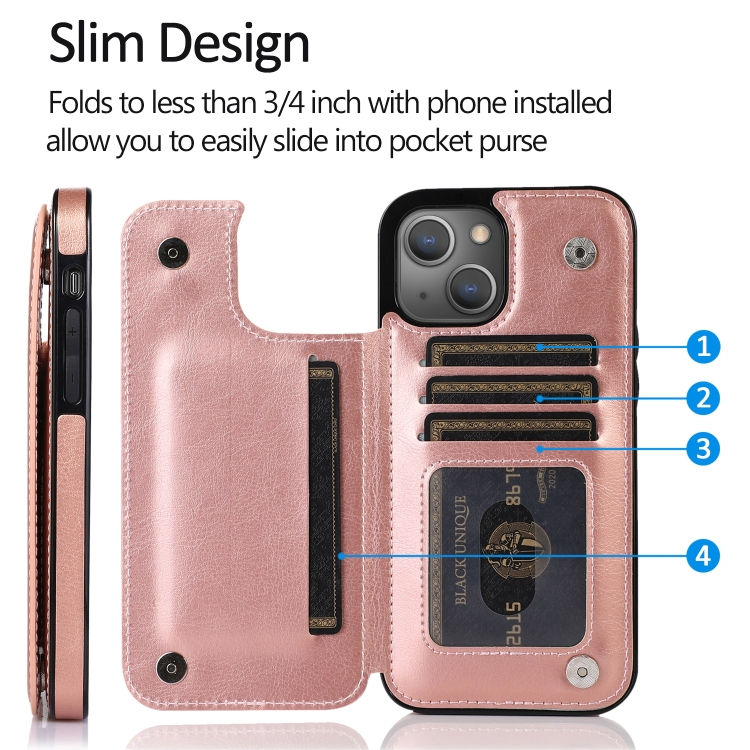 Thumbnail: Double Buckle Shockproof PU Protective Case with Card Slots & Holder