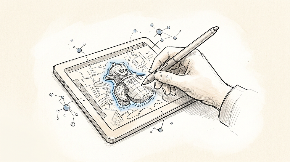 A stylus interacts with a digital interface to perform a precise image extraction task.
