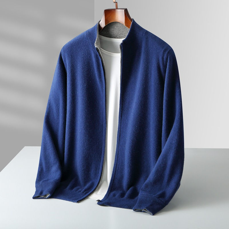 Thumbnail:  Wool Zip-Up Cardigan, Double-Sided Wearable, Thick Air Layer, Casual Outerwear,