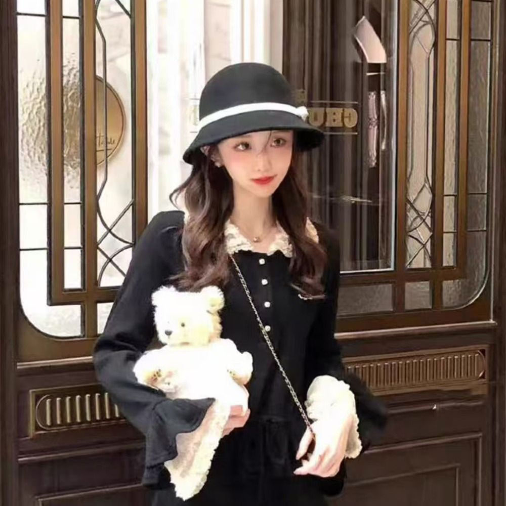Hepburnesque Felt Formal Hat Panama Cap British Style Bowknot Bucket