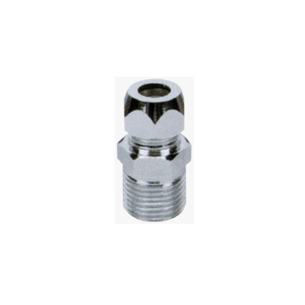 NIPPLO niples OTTONE CROMATO MASCHIO COMPLETO PER TUBO RAME F-M D.10 mm x 3/8"