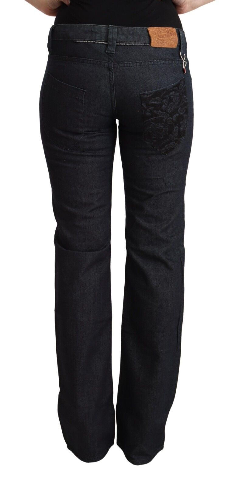 Thumbnail: Chic Dark Blue Low Waist Straight Denim